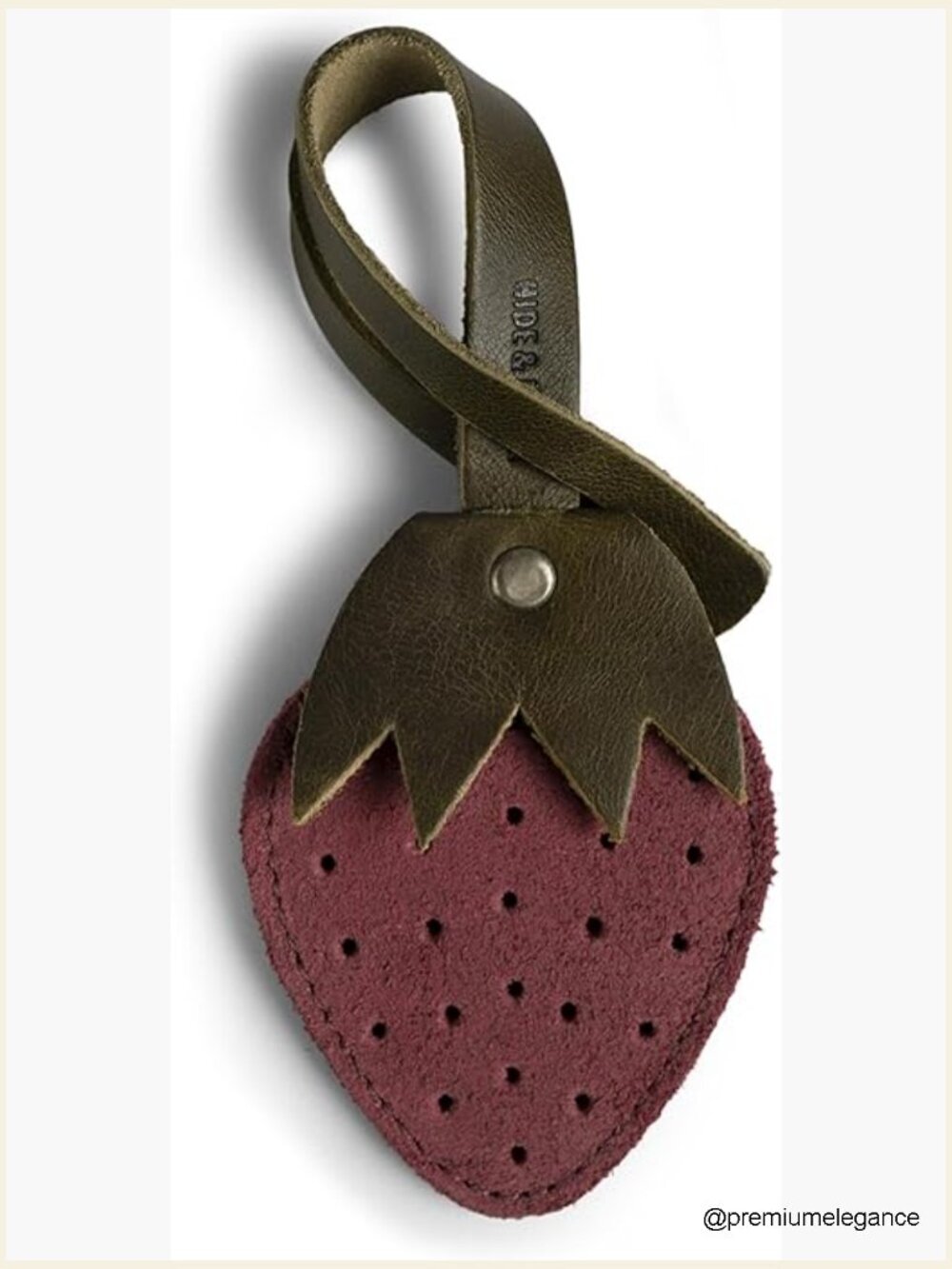 Handmade Full Grain Leather Strawberry Bag Charm for Purses Totes Backpacks